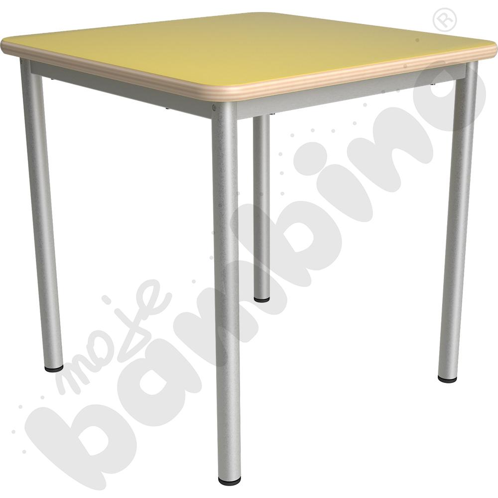 Stół Mila kwadratowy 70x70, HPL - żółty, zaokrąglony, rozm. 5