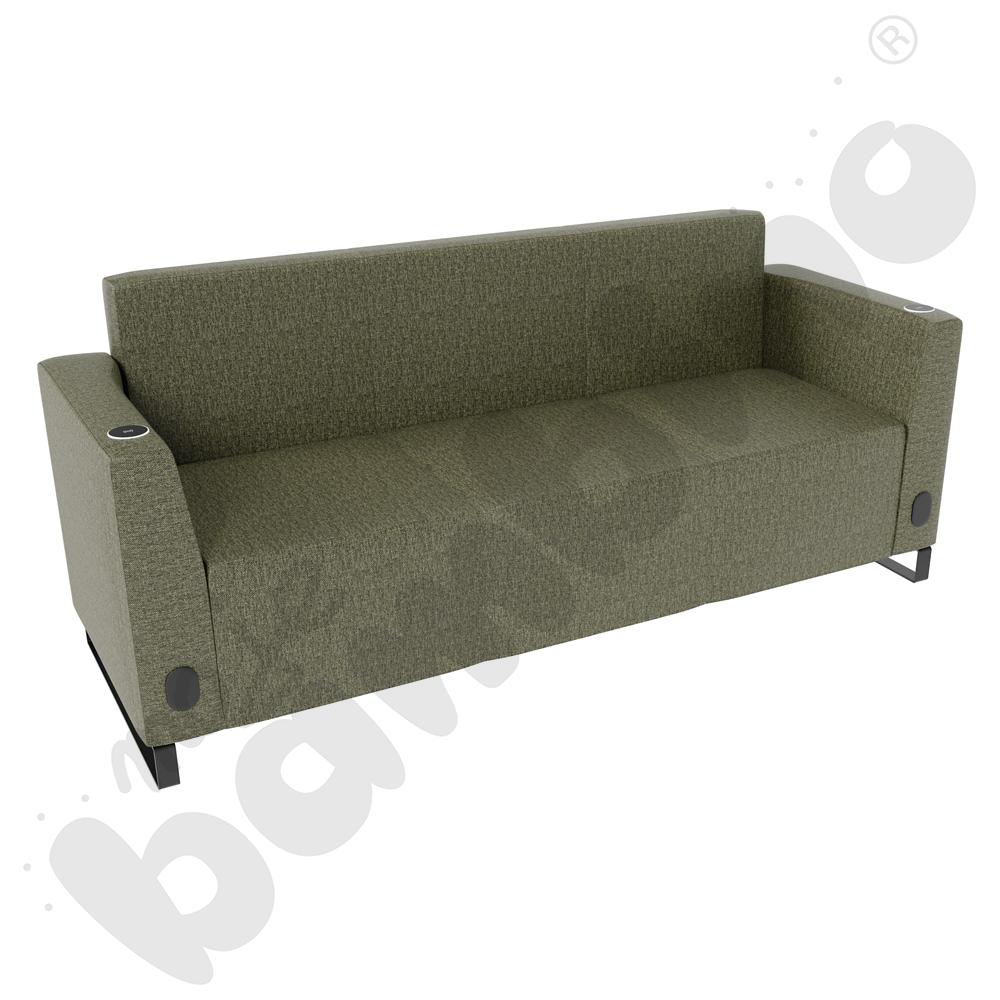 Sofa Universum 3-os. wys. 82 cm, 2 boki niskie, oba z gniazdkiem elektrycznym i indukcją, tkanina RO27