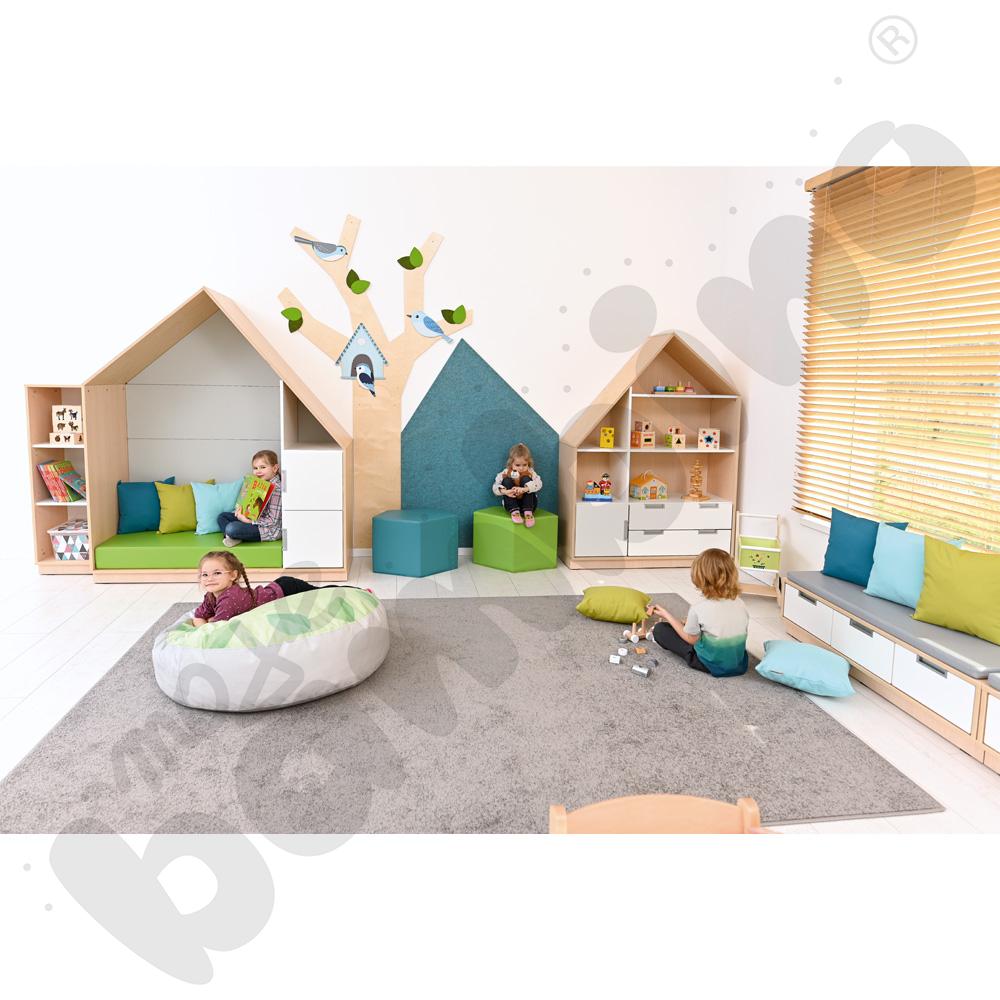 Quadro - szafka-domek z 2 półkami, skrzynia klon jasny,szara