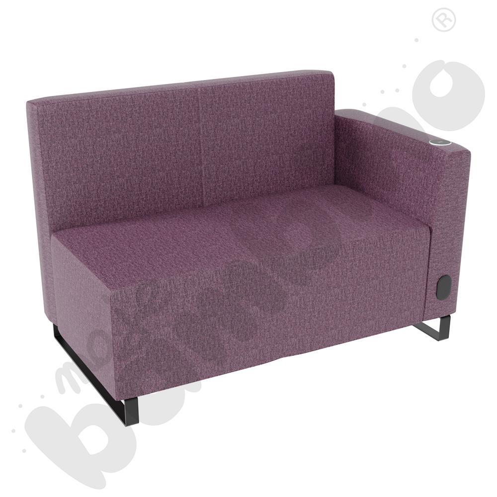 Sofa Universum 2-os. wys. 82 cm, bok niski prawy z gniazdkiem elektrycznym i indukcją, tkanina RO13