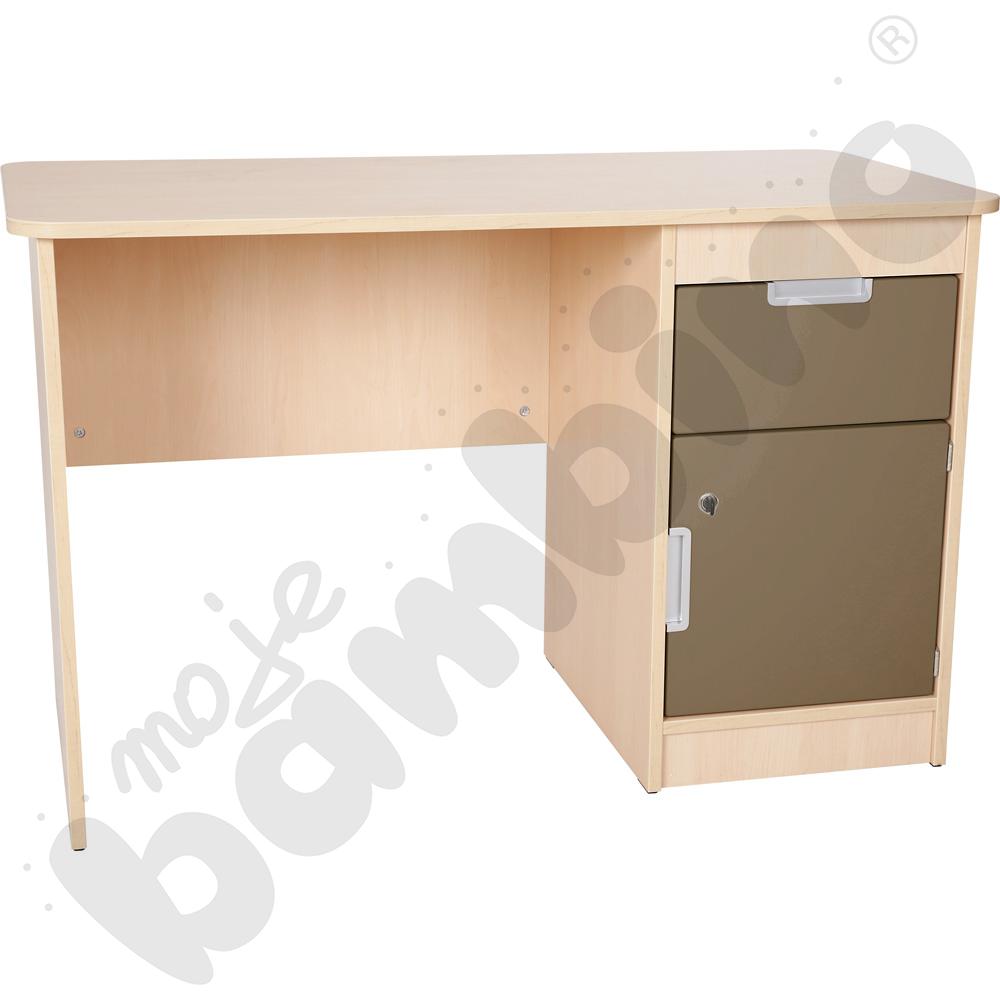 Quadro - biurko z szafką i 1 szufladą  - brązowe, w klonowej skrzyni