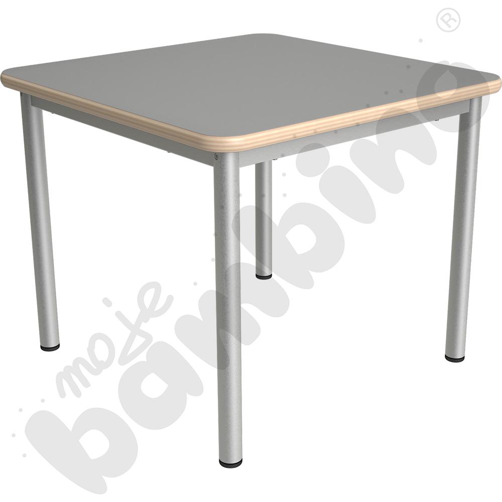 Stół Mila kwadratowy 70x70, HPL - szary, zaokrąglony, rozm. 3