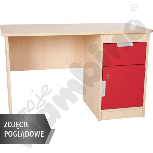 Quadro - biurko z szafką i 1 szufladą  - czerwone, w białej skrzyni