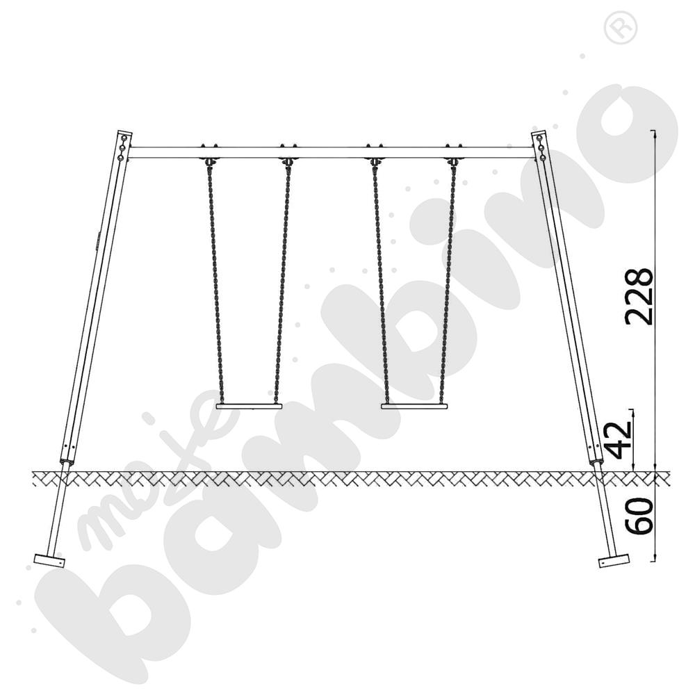Huśtawka podwójna Urbi, słupy drewniane/ bez zawiesi
