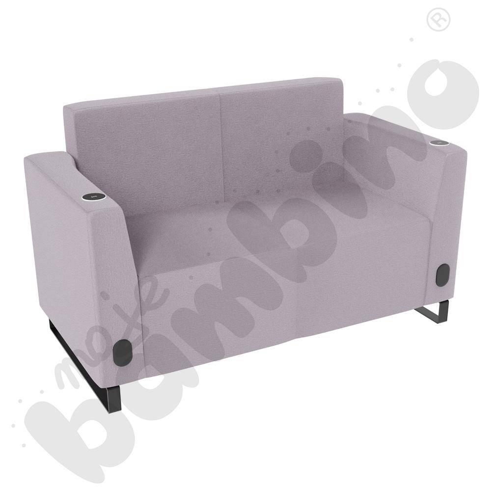 Sofa Universum 2-os. wys. 82 cm, 2 boki niskie, oba z gniazdkiem elektrycznym i indukcją, tkanina KG21