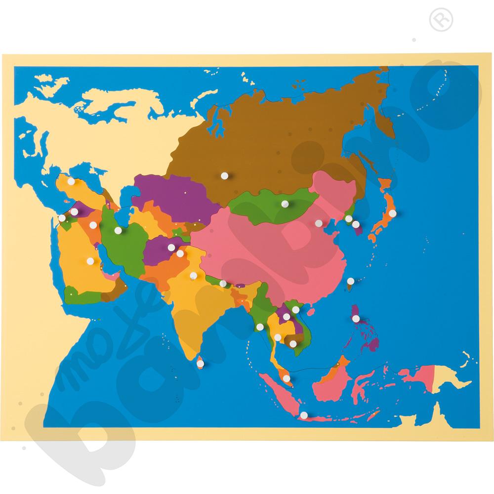 Mapa Azji - puzzle Montessori