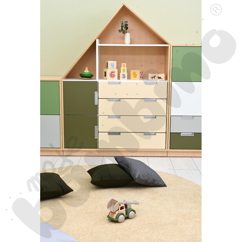 Quadro - szafka-domek z 3 półkami i na 4 szerokie szuflady, skrzynia klon jasny