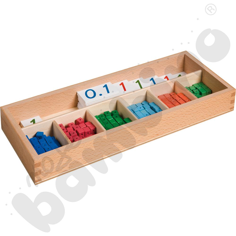 Pudełko do ćwiczeń z ułamkami dzisiętnymi Montessori