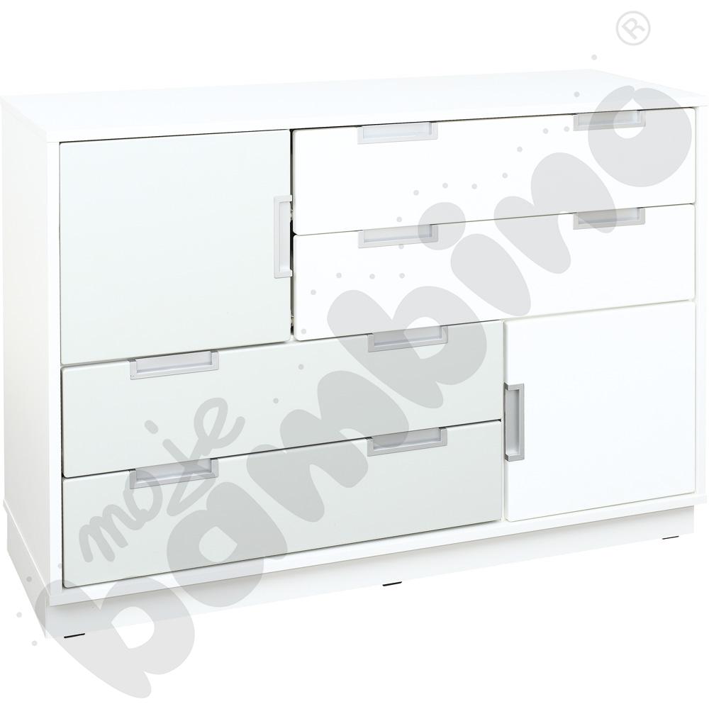 Quadro - szafka asymetryczna M na szerokie szuflady, biała