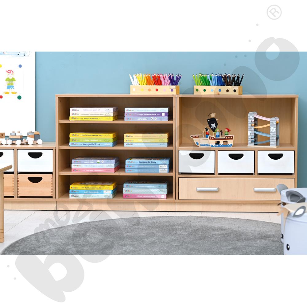 Szafka Flexi D z 3 półkami na cokole, brzoza