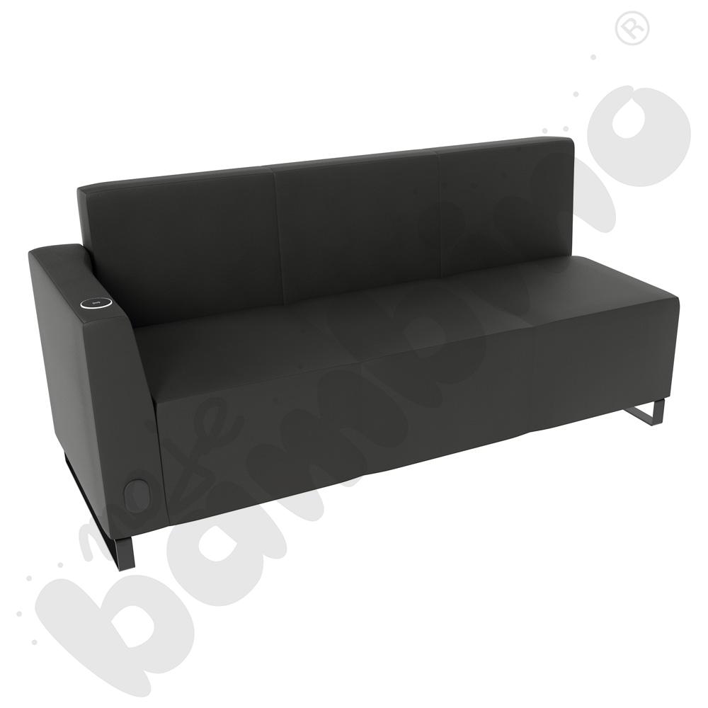 Sofa Universum 3-os. wys. 82 cm, bok niski lewy z gniazdkiem elektrycznym i indukcją, tkanina MT01