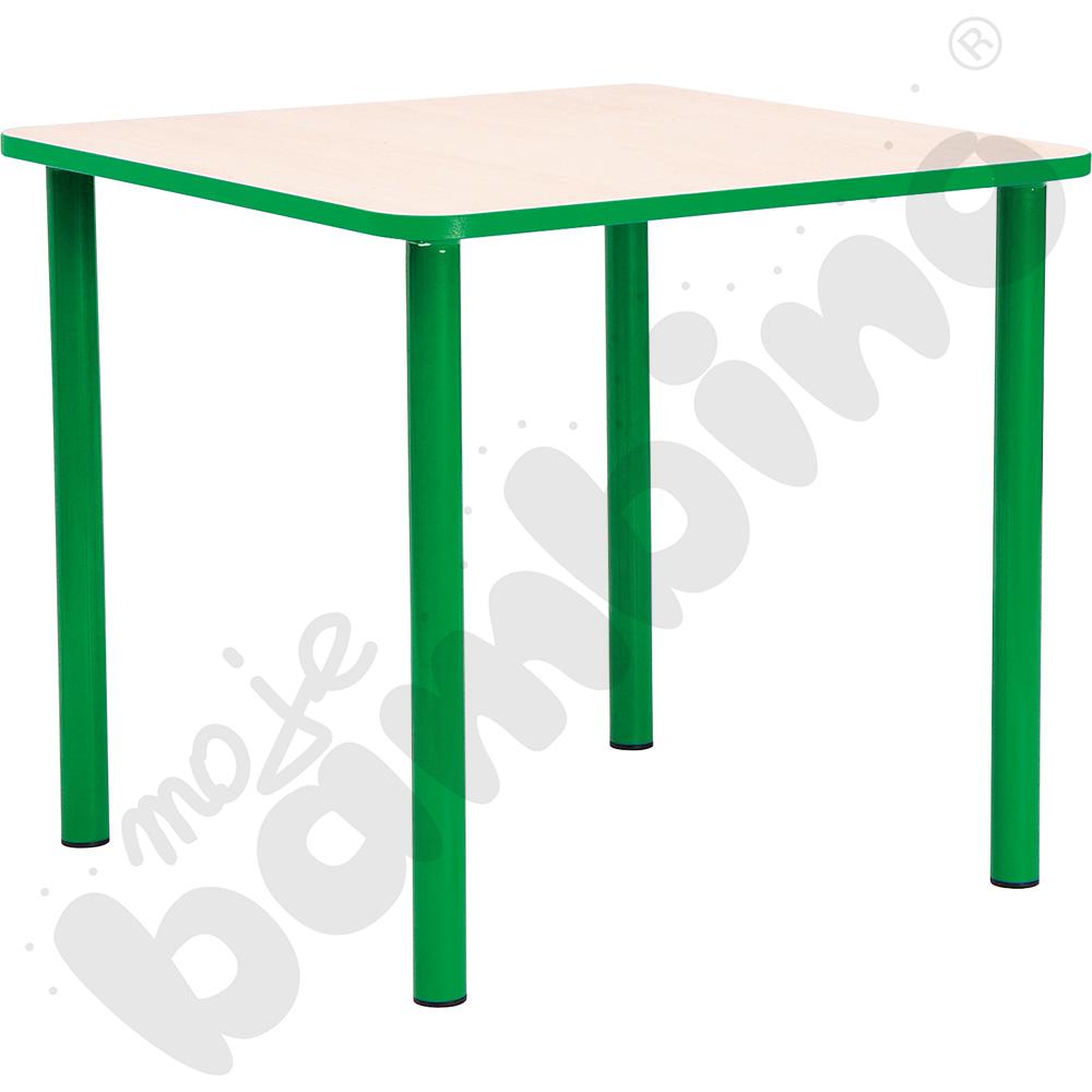 Stół Bambino kwadratowy wys. 40 cm z zielonym obrzeżem