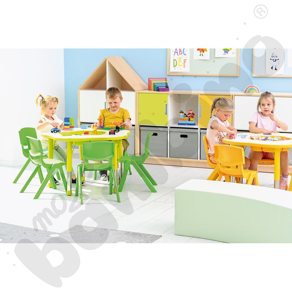 Stolik Pino z organizerem z regulowaną wysokością, rozm. 0-3 - oliwkowy
