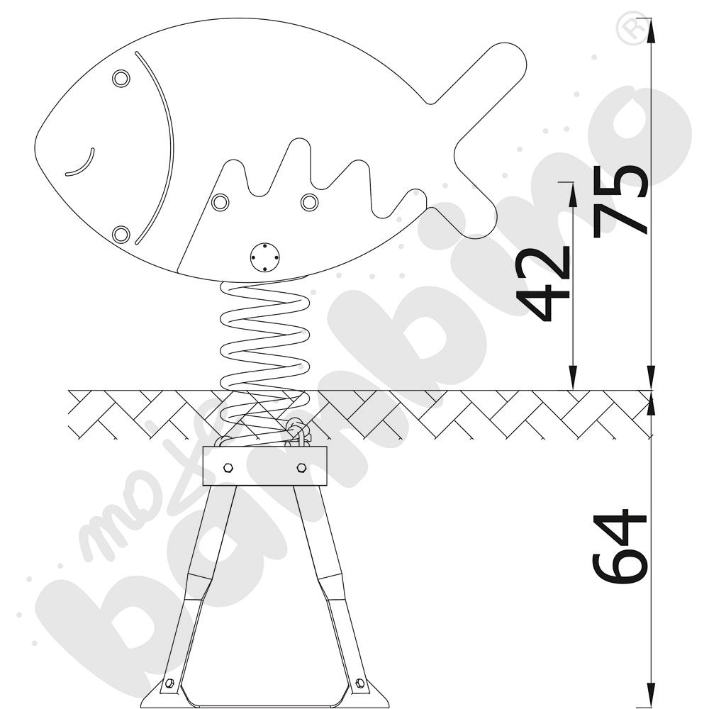Sprężynowiec Rybka na podstawie metalowej