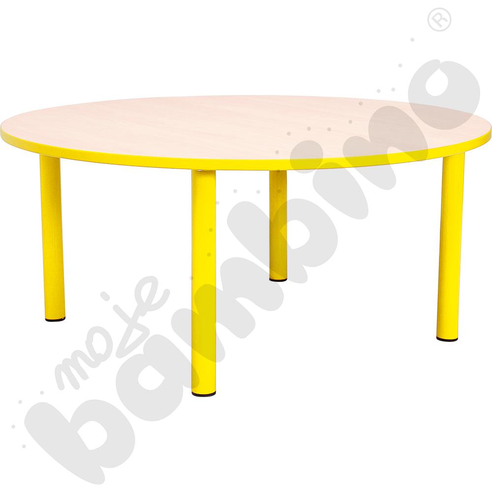 Stół Bambino okrągły wys. 46 cm z żółtym obrzeżem