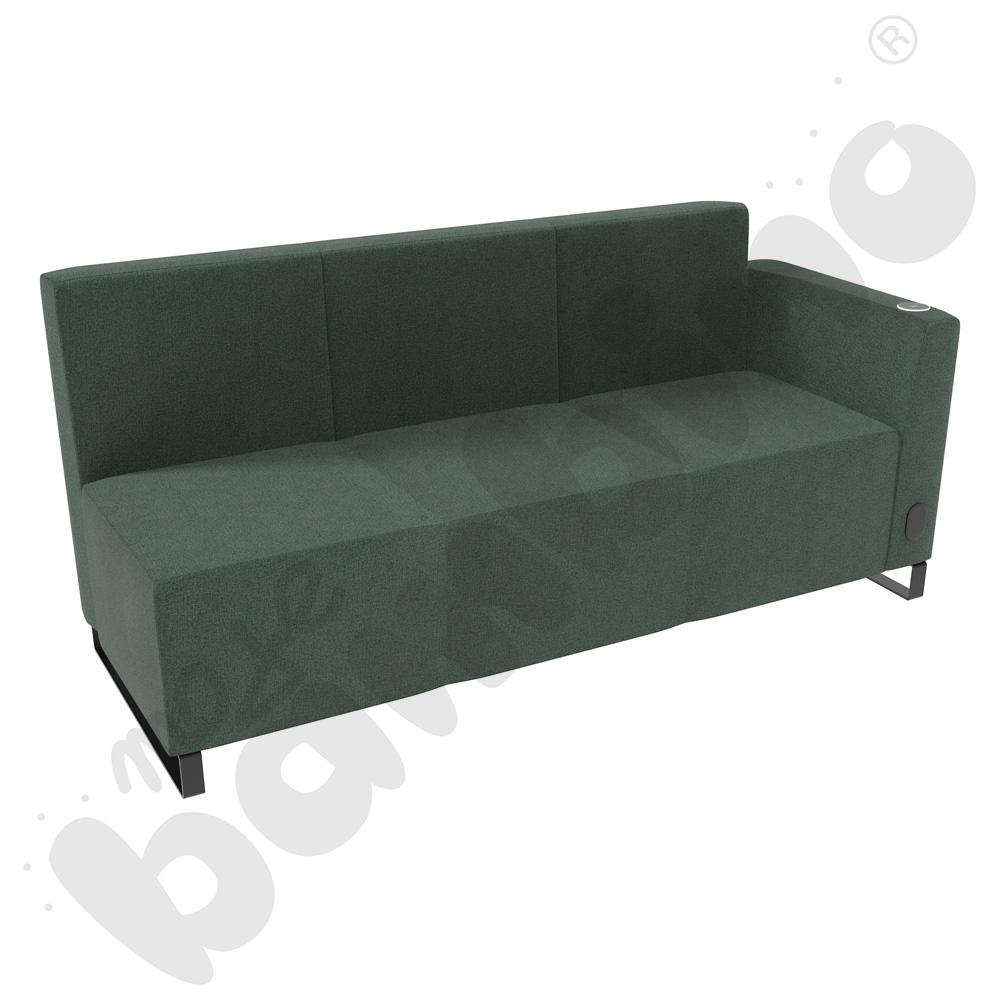 Sofa Universum 3-os. wys. 82 cm, bok niski prawy z gniazdkiem elektrycznym i indukcją, tkanina KG01