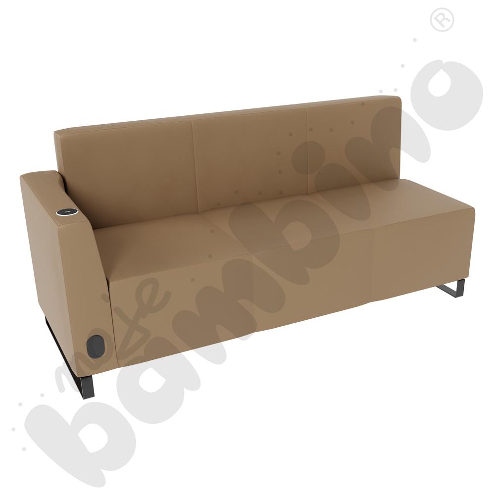Sofa Universum 3-os. wys. 82 cm, bok niski lewy z gniazdkiem elektrycznym i indukcją, tkanina MT04