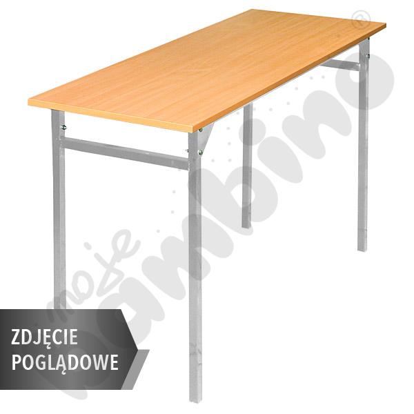 Stół B 130x50 rozm. 6, 2os., stelaż zielony, stopka plastikowa, blat biały, obrzeże ABS, narożniki zaokrąglone