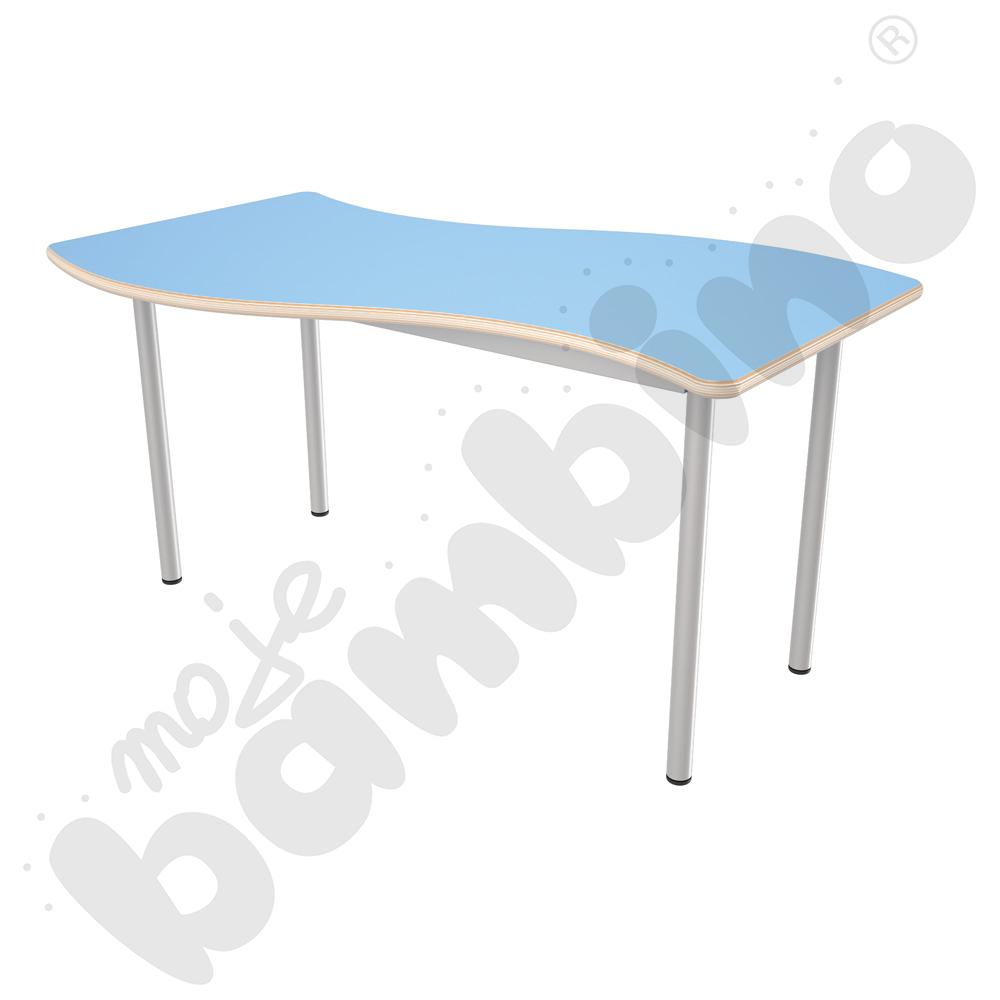 Stół Mila prostokąt falisty 140x72, blat HPL niebieski, narożniki zaokrąglone, rozm. 6