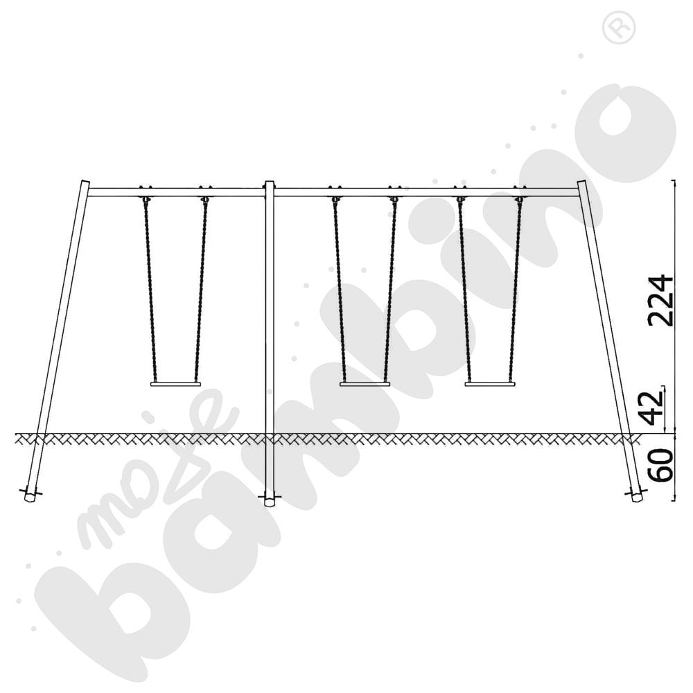 Huśtawka potrójna Urbi, słupy metalowe B/ bez zawiesi