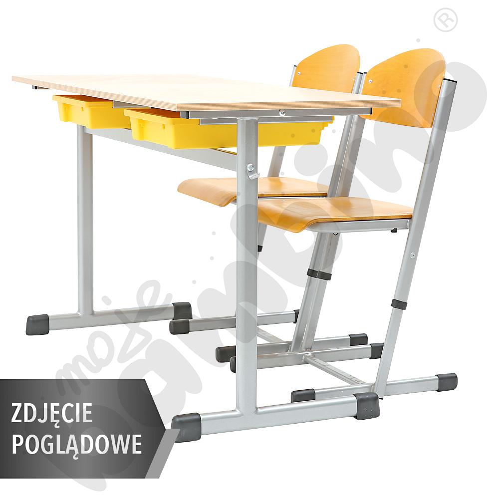 Stół G 130x55 rozm. 5, 2os., stelaż aluminium, blat klon, obrzeże ABS, narożniki proste