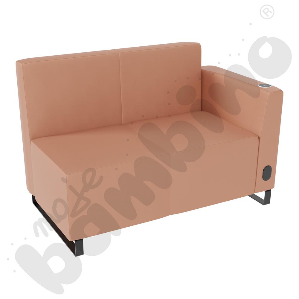 Sofa Universum 2-os. wys. 82 cm, bok niski prawy z gniazdkiem elektrycznym i indukcją, tkanina MT06
