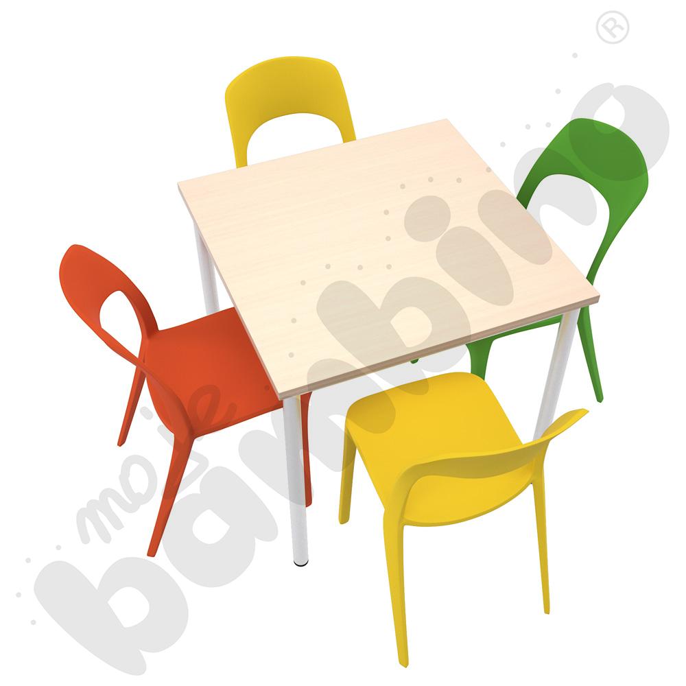 Stół Mila 80 x 80 klon 375 z 4 krzesłami Felix mix kolorów, rozm. 6