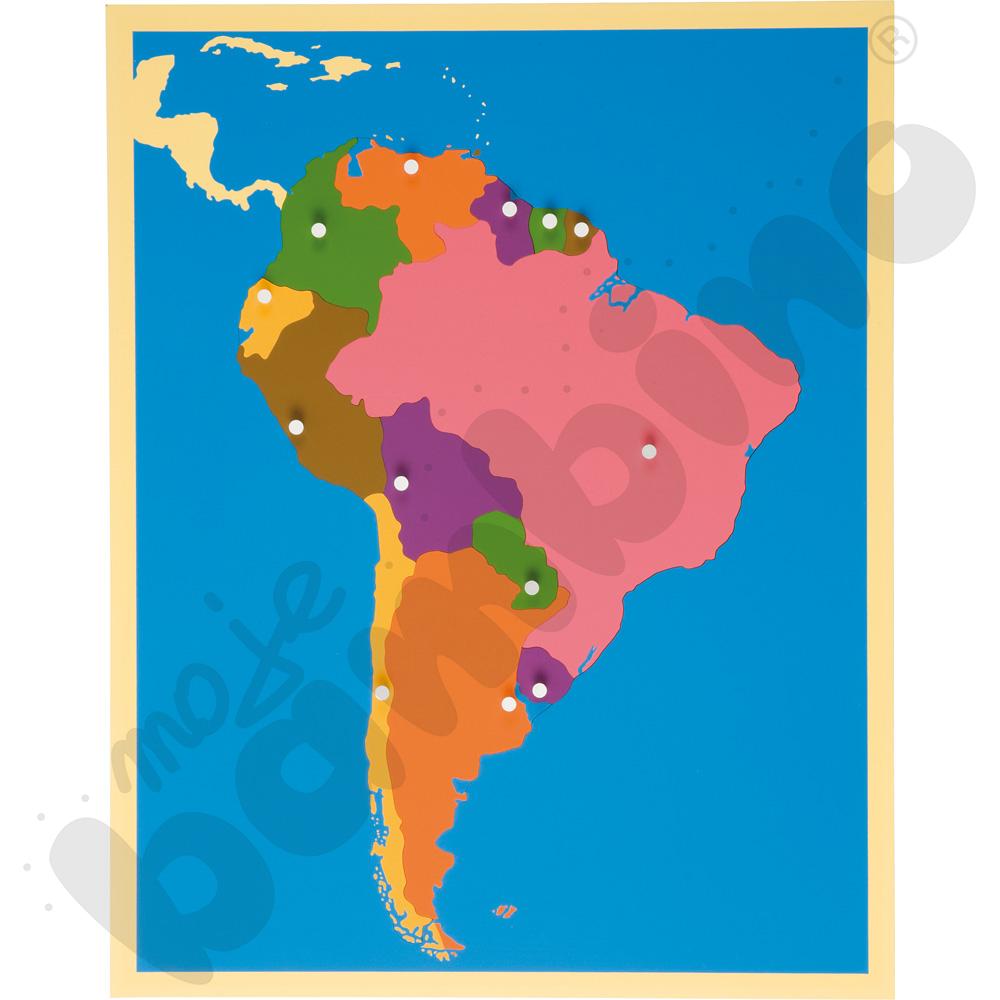 Mapa Ameryki Południowej - puzzle Montessori