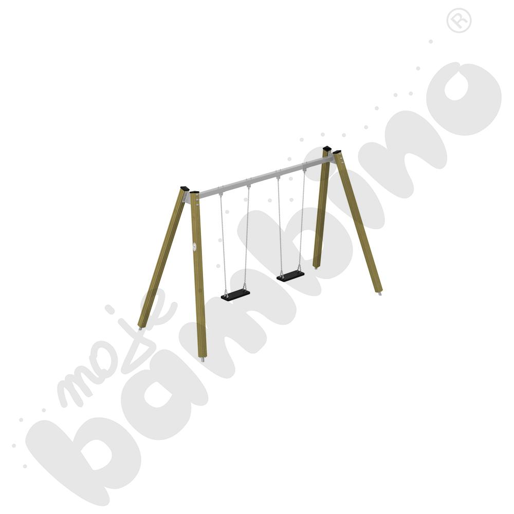 Huśtawka podwójna drewniana Triangulo/ bez zawiesi