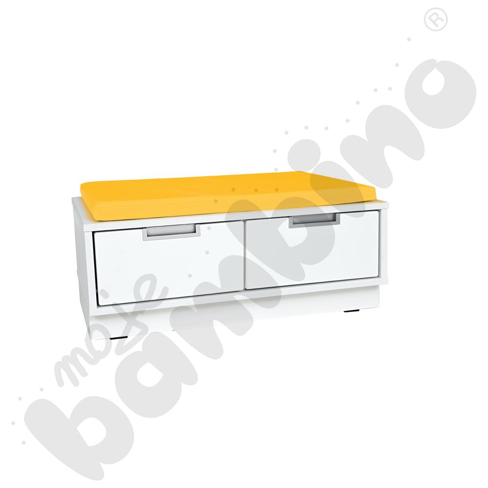 Quadro - szafka-ławeczka 2 - żółty materac - biała