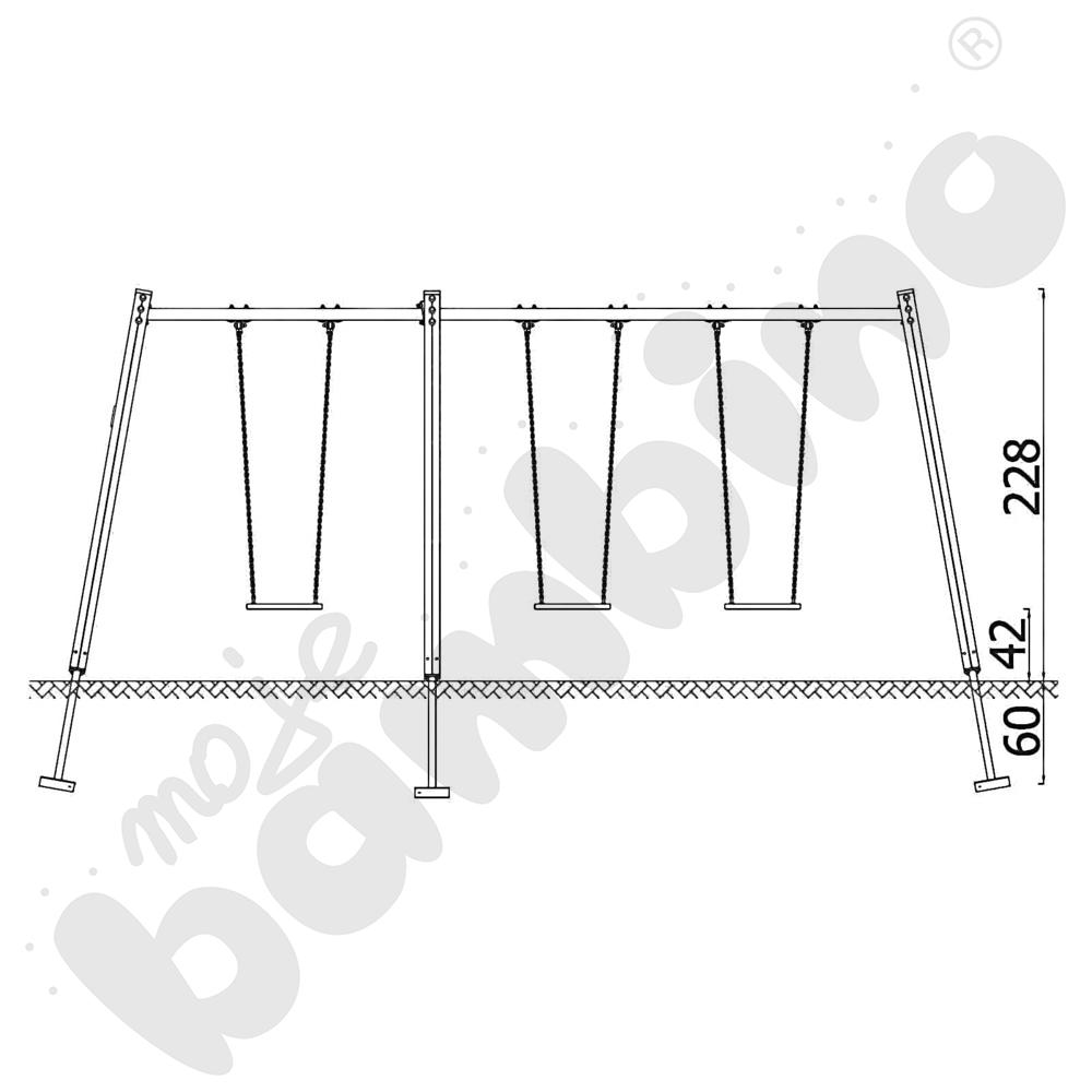 Huśtawka potrójna Urbi, słupy drewniane/ bez zawiesi