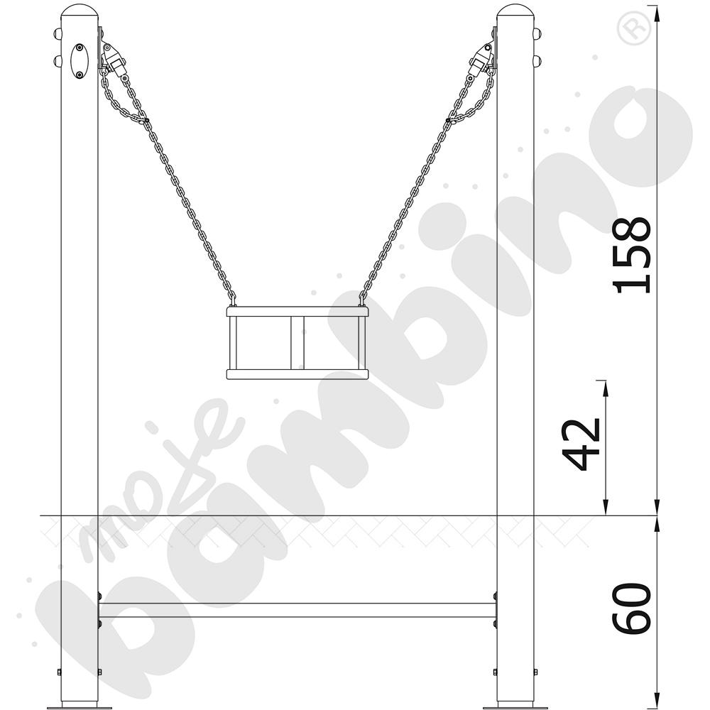 Huśtawka na słupach z zawiesiem Koszyk