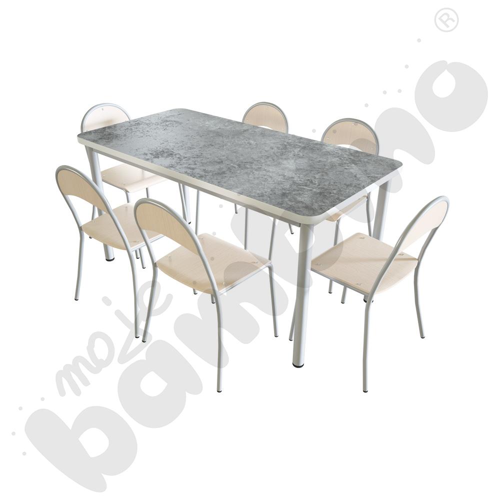 Cichy stół 140 x 70 szary z 6 krzesłami P aluminium, rozm. 4