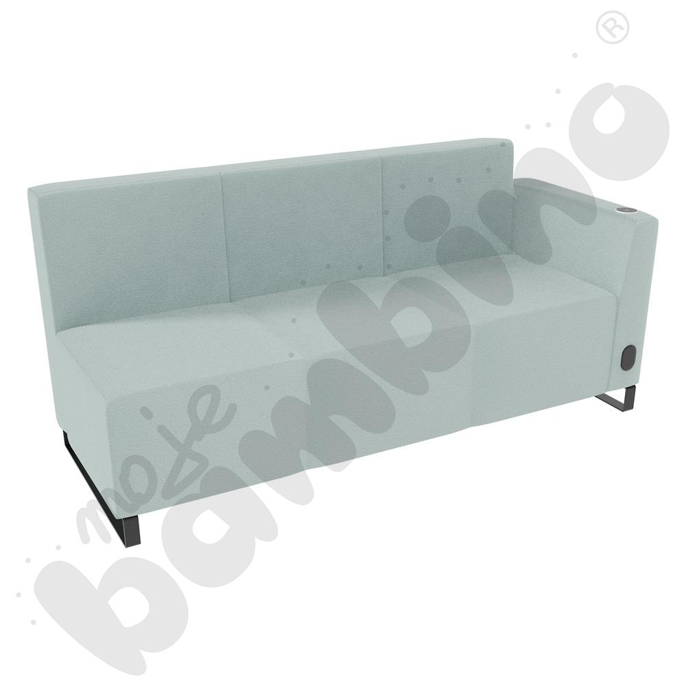 Sofa Universum 3-os. wys. 82 cm, bok niski prawy z gniazdkiem elektrycznym i indukcją, tkanina KG02