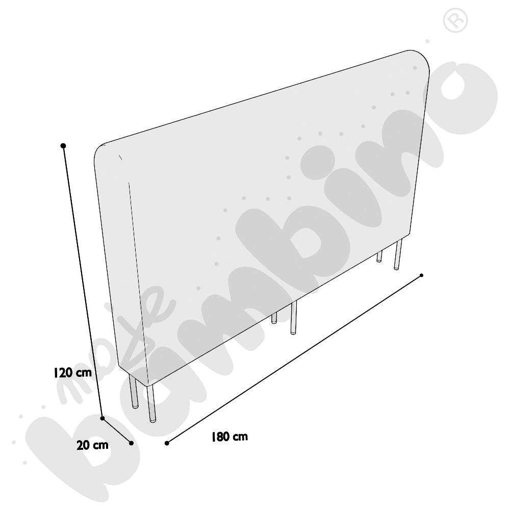 Moduł Versa 180x20x120 cm z plastikowymi stopkami, stelaż jasnoszary, tkanina RO22