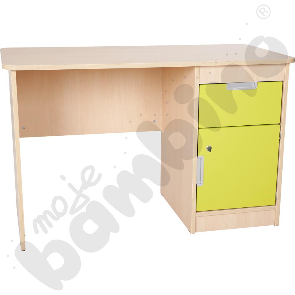Quadro - biurko z szufladą i szafką 90, cichy domyk  - limonkowe, w klonowej skrzyni