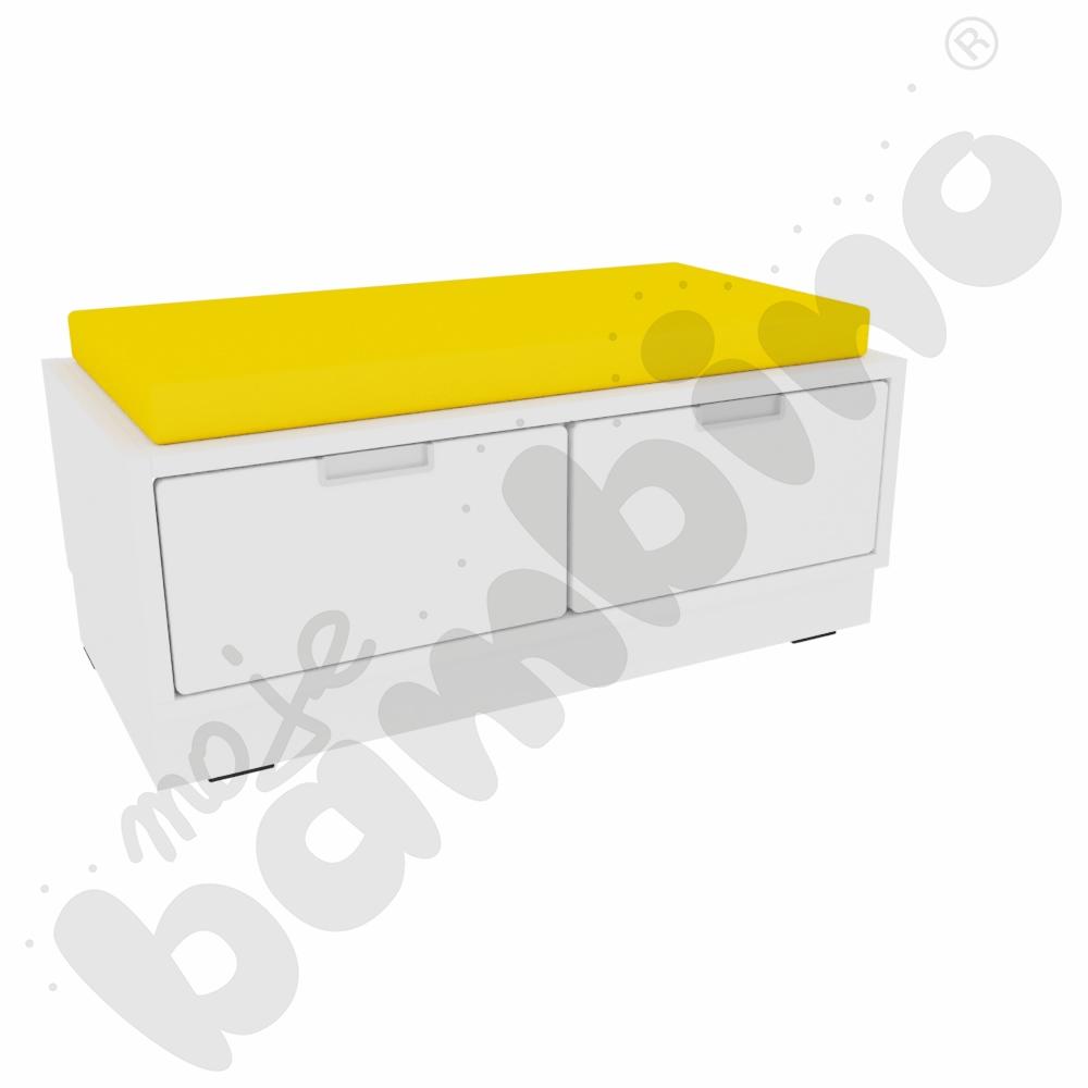 Quadro - szafka-ławeczka 2 - żółty materac - biała