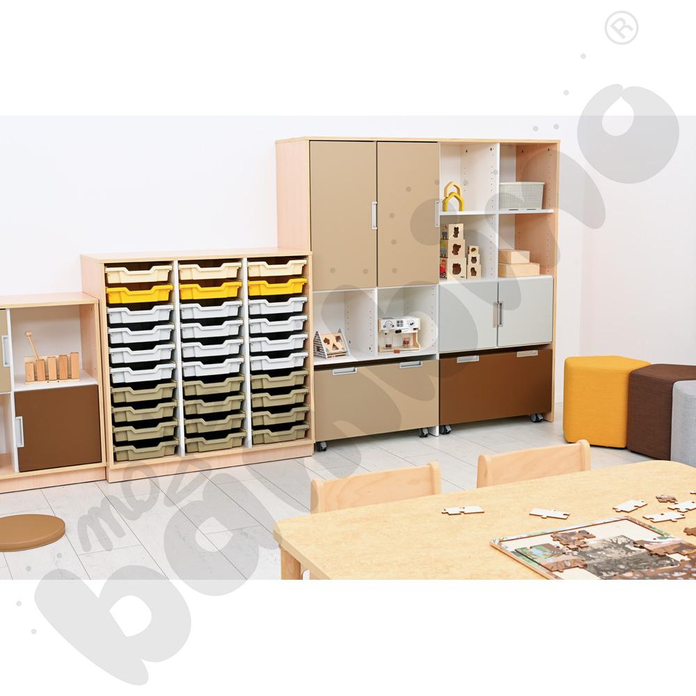 Quadro - szafka M+ na plastikowe pojemniki - z 2 przegrodami, klon jasny Quadro - szafka M+ na plastikowe pojemniki - z 2 przegrodami, klon jasny