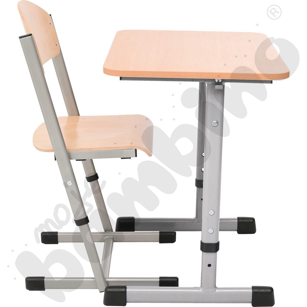 Stół IN-T 1-os. buk z krzesłem T, rozm. 4-6, aluminium
