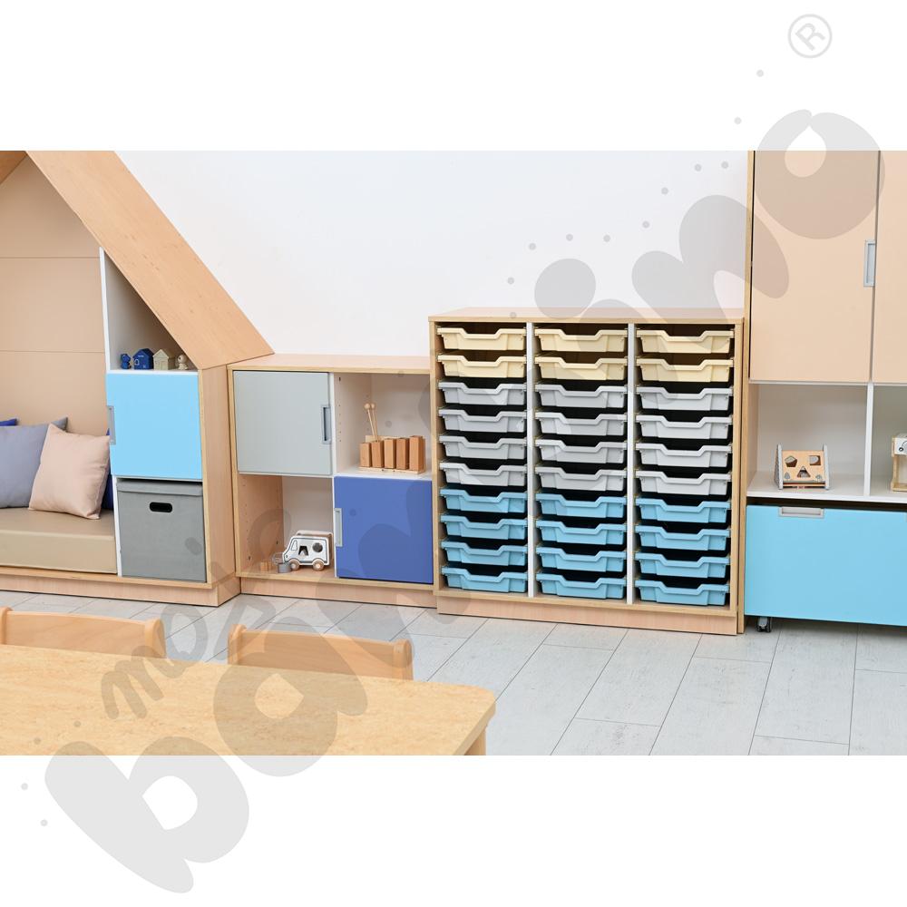 Quadro - szafka M+ na plastikowe pojemniki - z 2 przegrodami, klon jasny Quadro - szafka M+ na plastikowe pojemniki - z 2 przegrodami, klon jasny