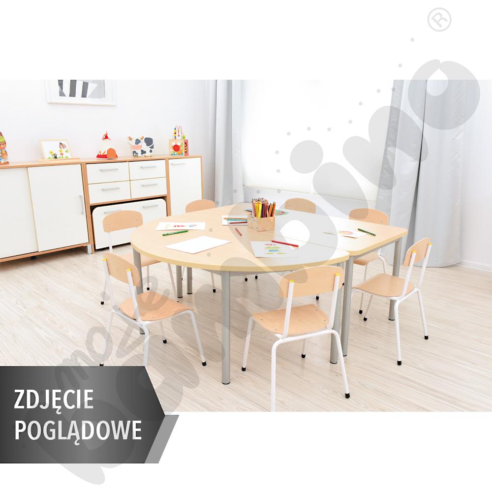 Stół Mila półokrągły 140x70, HPL - żółty, zaokrąglony, rozm. 2