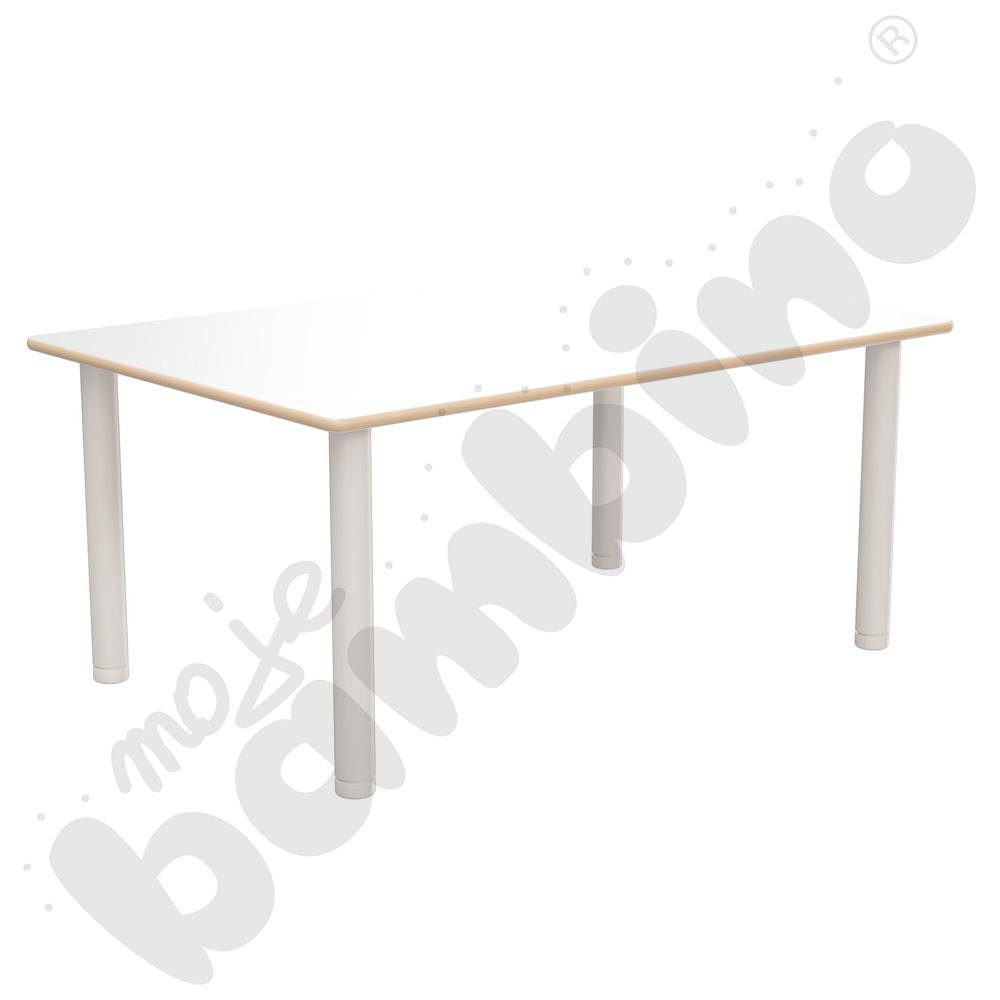 Stół Flexi prostokątny - biały, nogi bielone