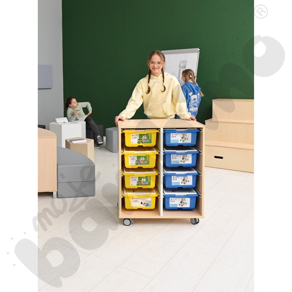 Quadro - szafka M na plastikowe pojemniki - z przegrodą, na kółkach, klon jasny