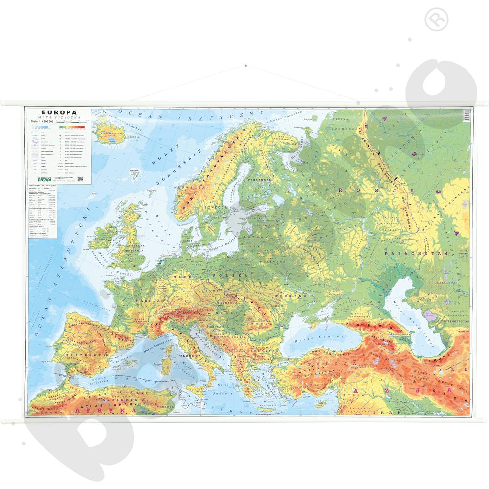Europa - mapa fizyczna, 140 x 100 cm 