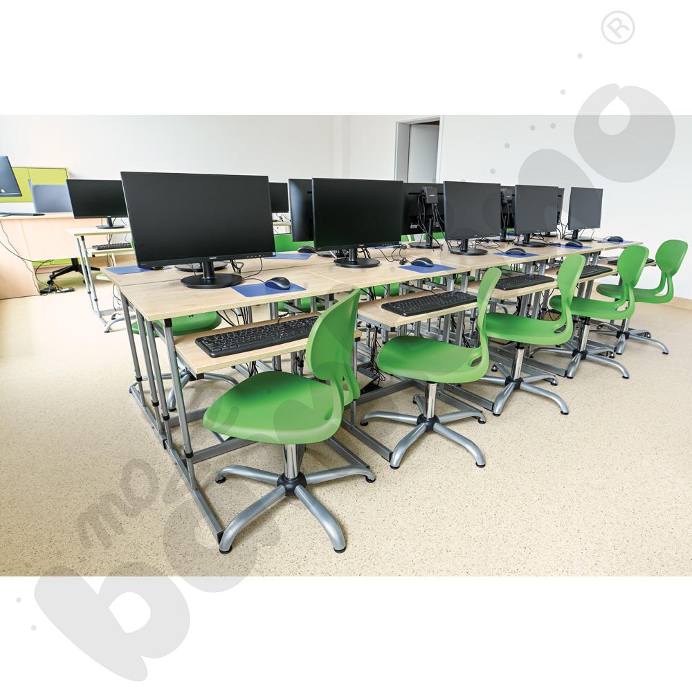 Stolik komputerowy NEO 1R, 1 os. 700x450 ze stałą półka na klawiaturę i z reg. wys. 3-7 - aluminium - klon 375