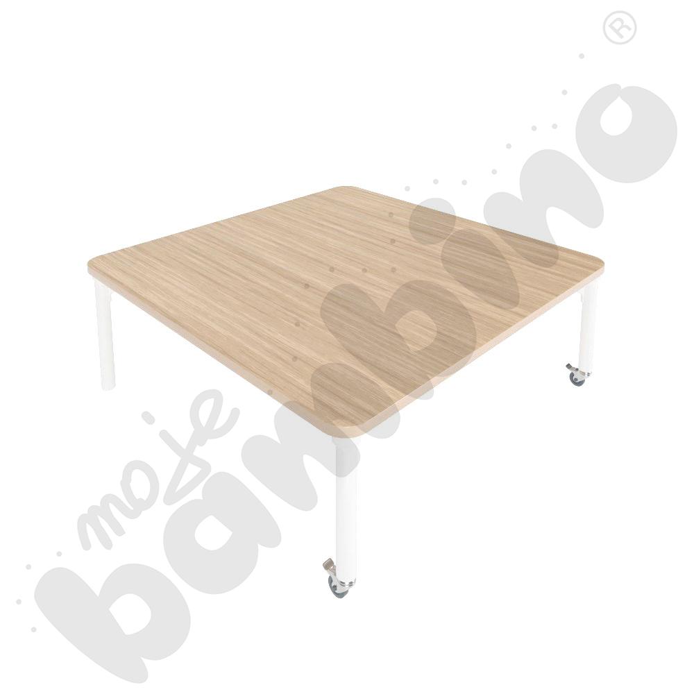 Stół Marcus 120 x 60 cm, rozm. 3, nogi drewniane białe z 2 kółkami, blat klon, obrzeże ABS