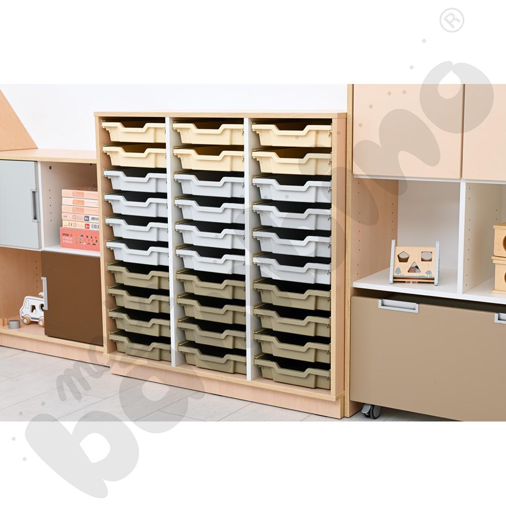 Quadro - szafka M+ na plastikowe pojemniki - z 2 przegrodami, klon jasny Quadro - szafka M+ na plastikowe pojemniki - z 2 przegrodami, klon jasny