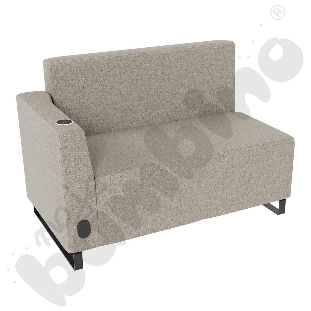 Sofa Universum 2-os. wys. 82 cm, bok niski lewy z gniazdkiem elektrycznym i indukcją, tkanina RO37