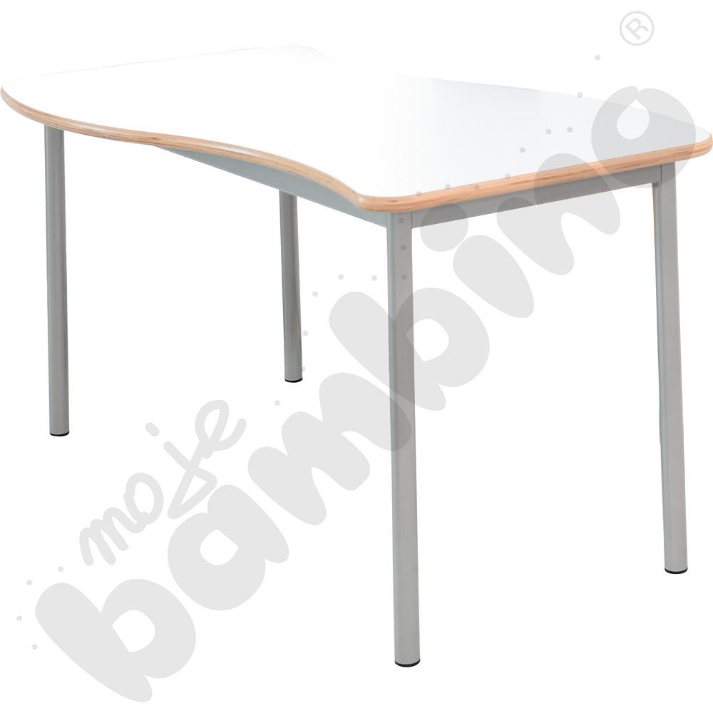 Stół Mila falisty duży 140x72, HPL - biały, zaokrąglony, rozm. 6