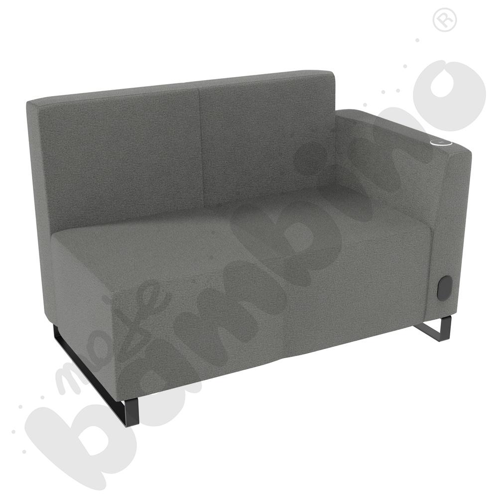 Sofa Universum 2-os. wys. 82 cm, bok niski prawy z gniazdkiem elektrycznym i indukcją, tkanina KG22
